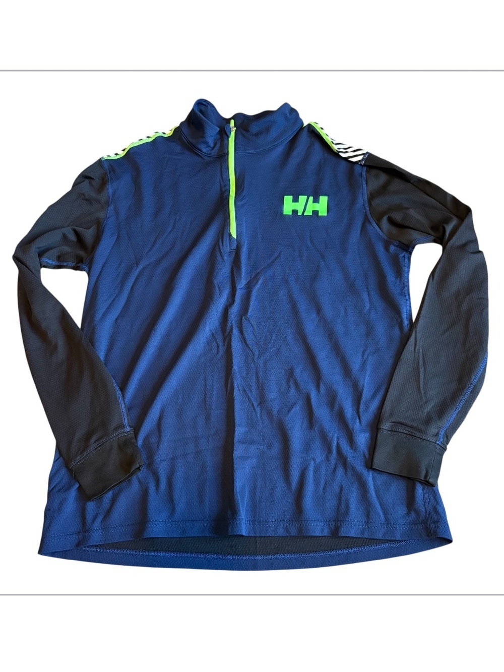 Helly Hansen HH Lifa Quarter Zip Top XL Neon Green Blue Long Sleeve